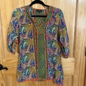 TOLANI Bright Print Tunic Blouse